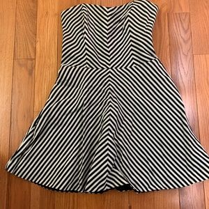 Rachel Roy Strapless Black and White stripe dress